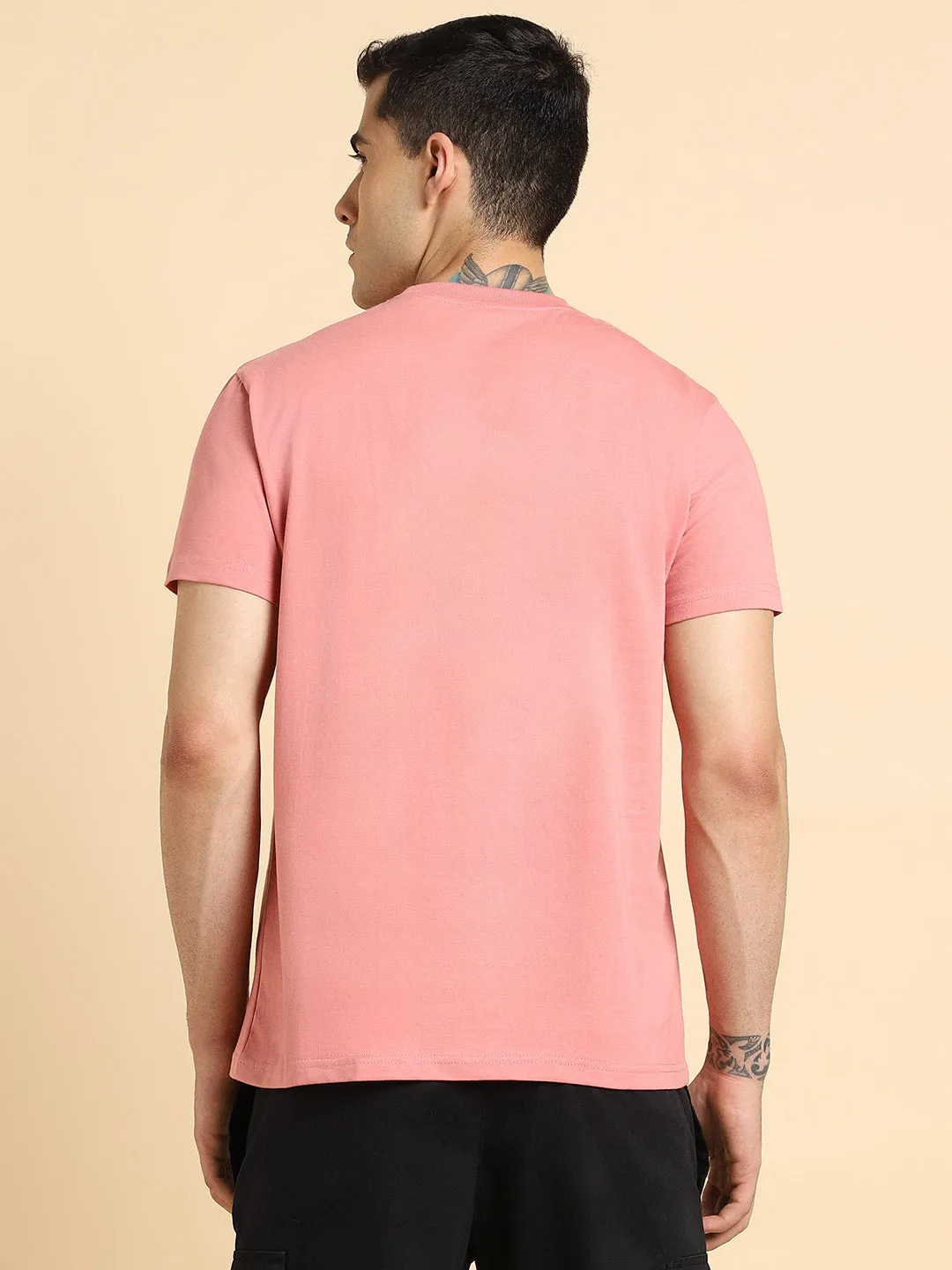 Men's Mandrian Collar Regular Fit Solid Pink Shirts