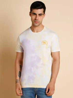 Men's Slim Fit  Solid Lilac Crew- Neck T-Shirt