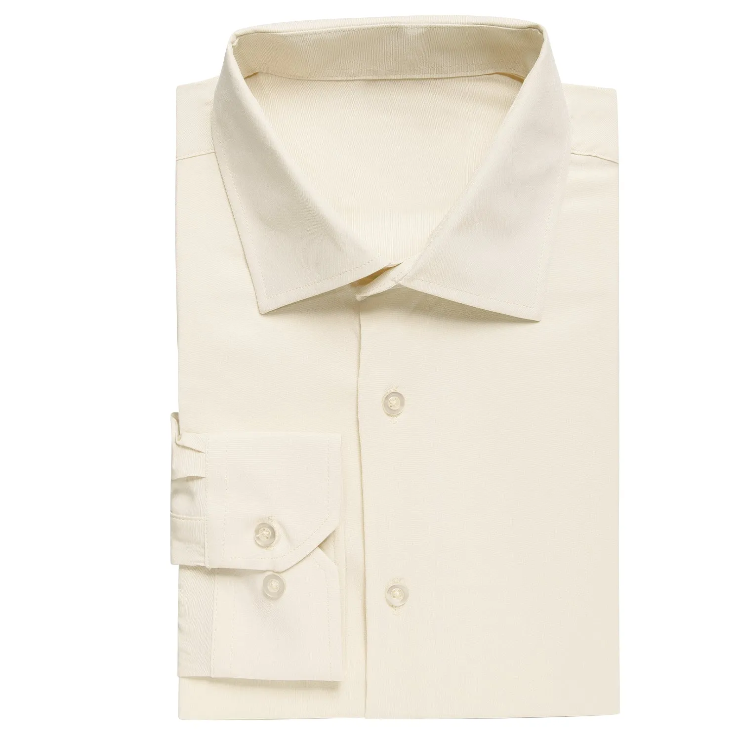 Milk White Solid Stretch Men's Long Sleeve Shirt