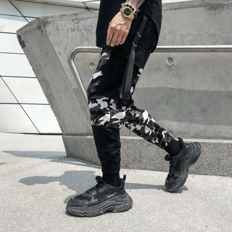 Mixed Patch Camouflage Hip Hop Men Ankle Length Jogger Pants