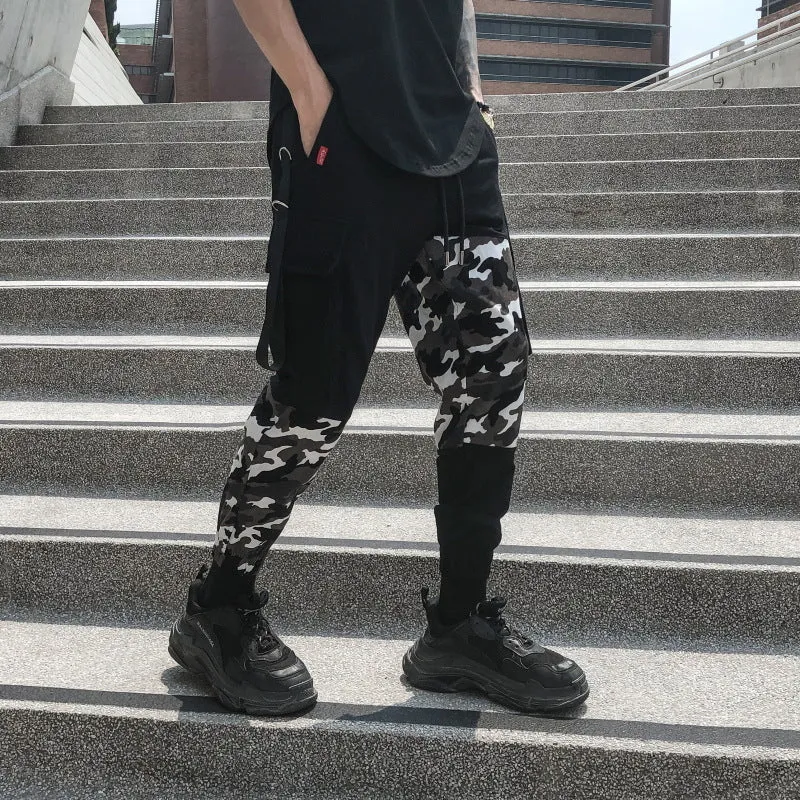 Mixed Patch Camouflage Hip Hop Men Ankle Length Jogger Pants