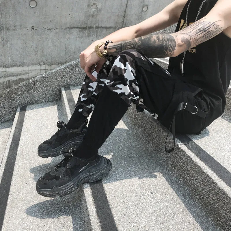 Mixed Patch Camouflage Hip Hop Men Ankle Length Jogger Pants