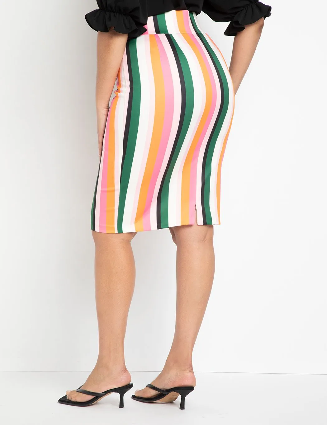 Neoprene Column Skirt in Paloma Stripe