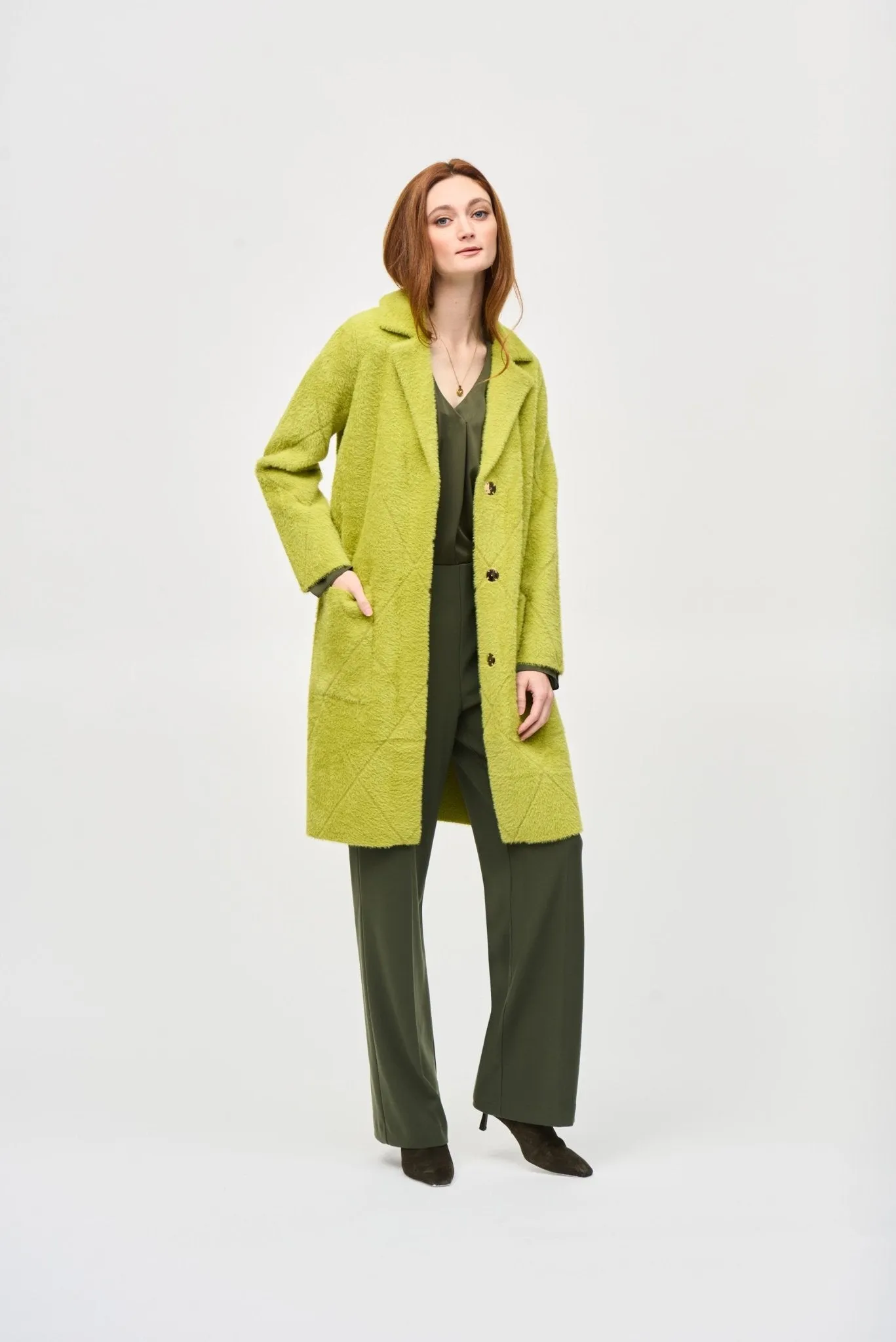 Notched Collared Coat Style 233951 │ Wasabi