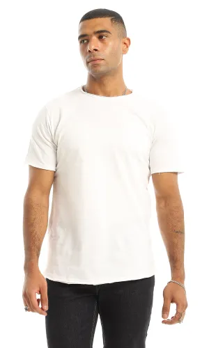 O154938 Basic Round Neck Slip On White T-Shirt