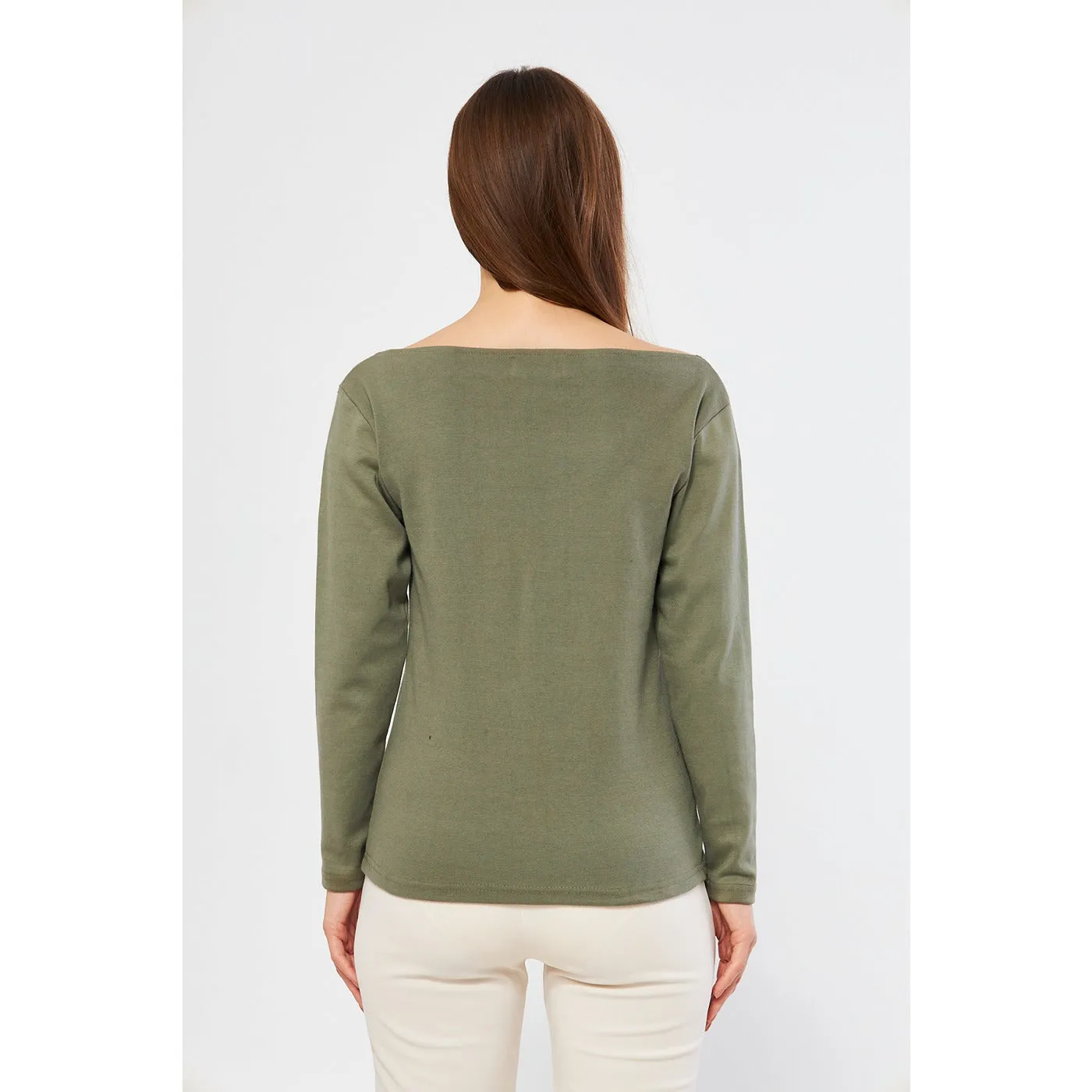 Olive Square Neck Rib Top