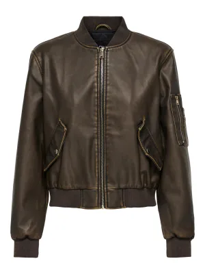 Only Womens Onlhallli Faux Leather Bomber Wren