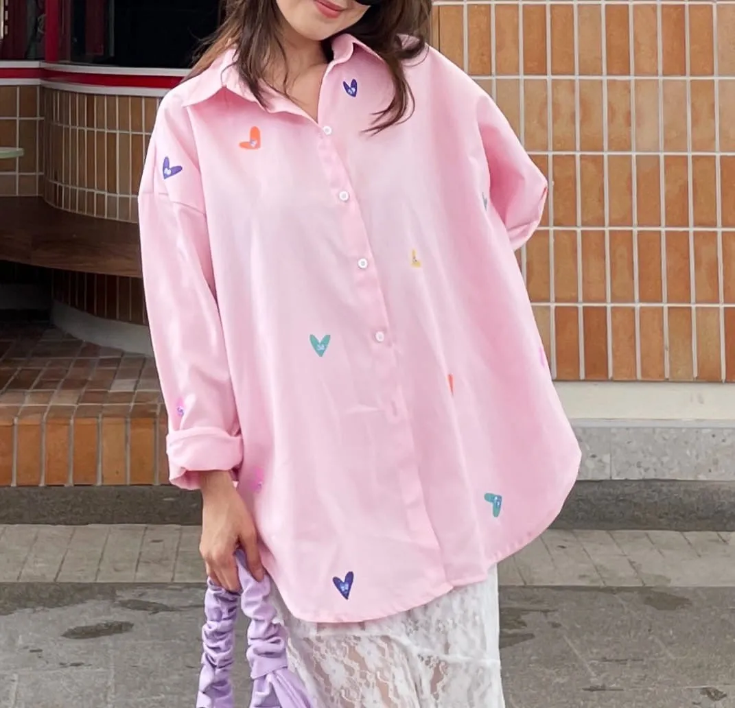 Oversize Style Shirt All Hearts PINK