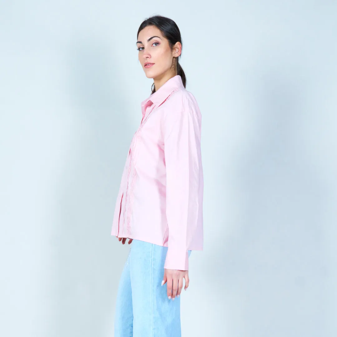 Pleated detail button-down shirt wholesale