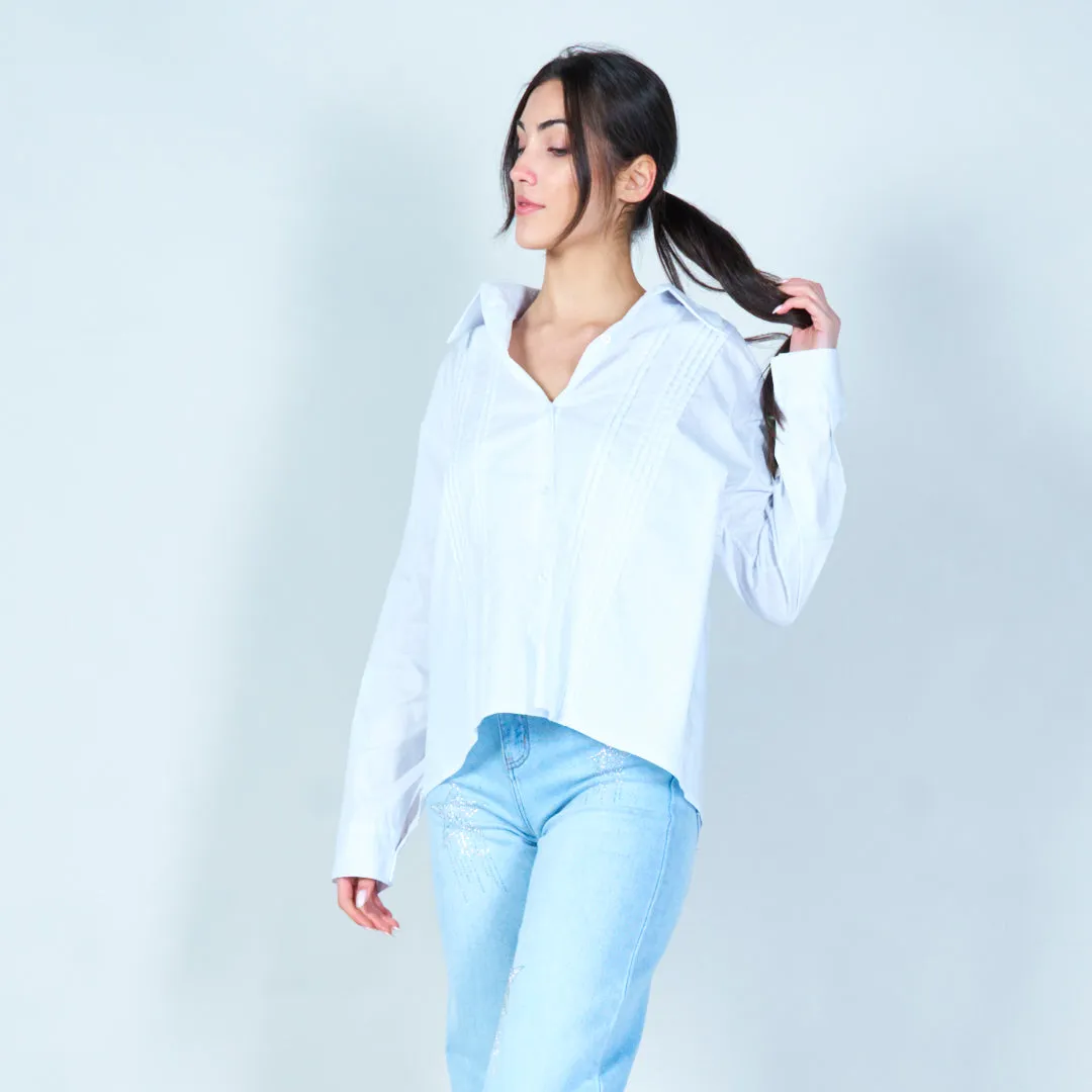 Pleated detail button-down shirt wholesale