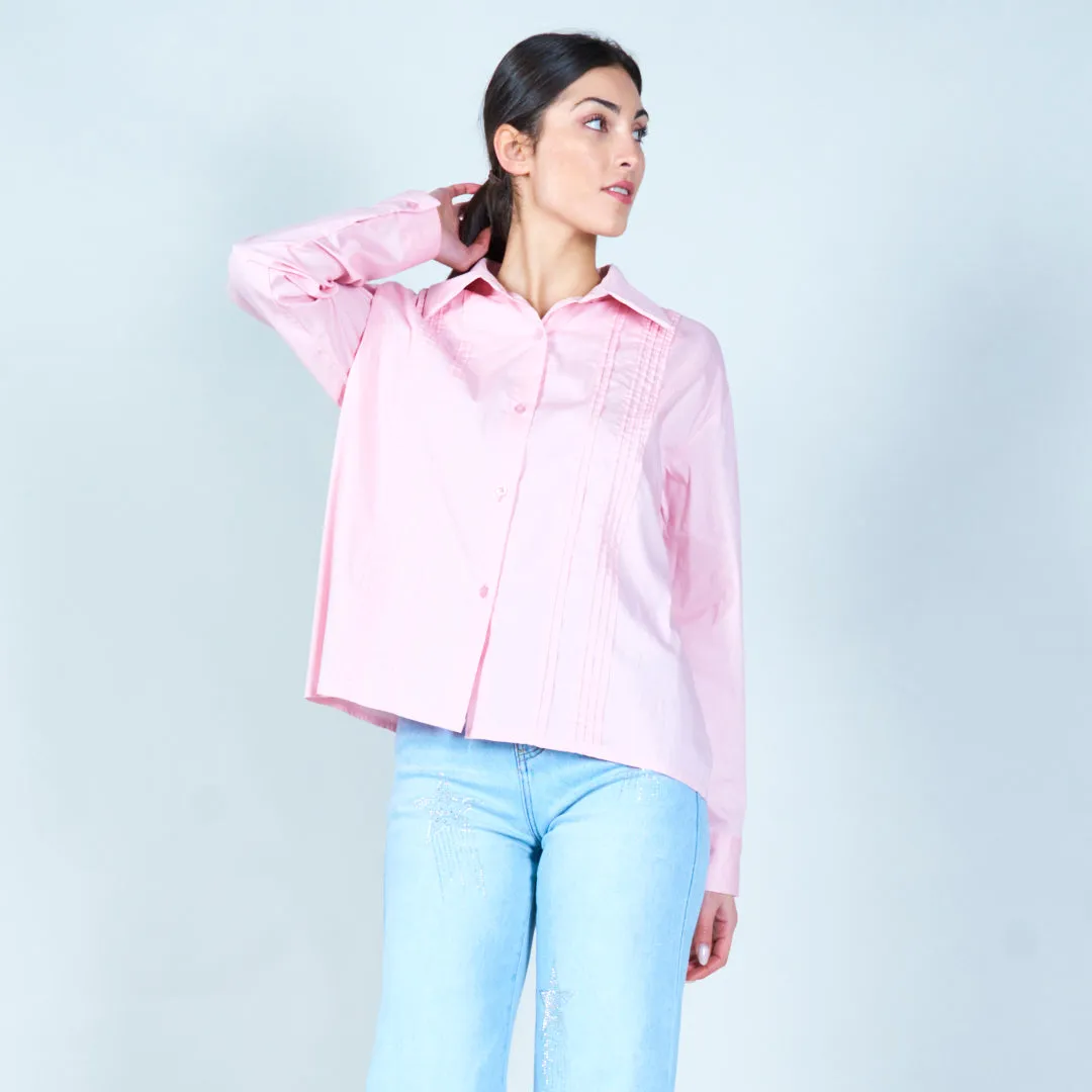 Pleated detail button-down shirt wholesale