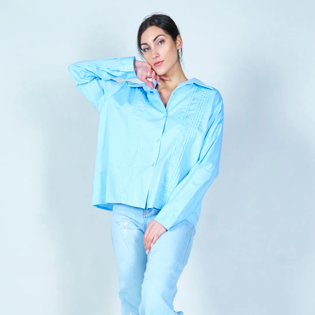 Pleated detail button-down shirt wholesale