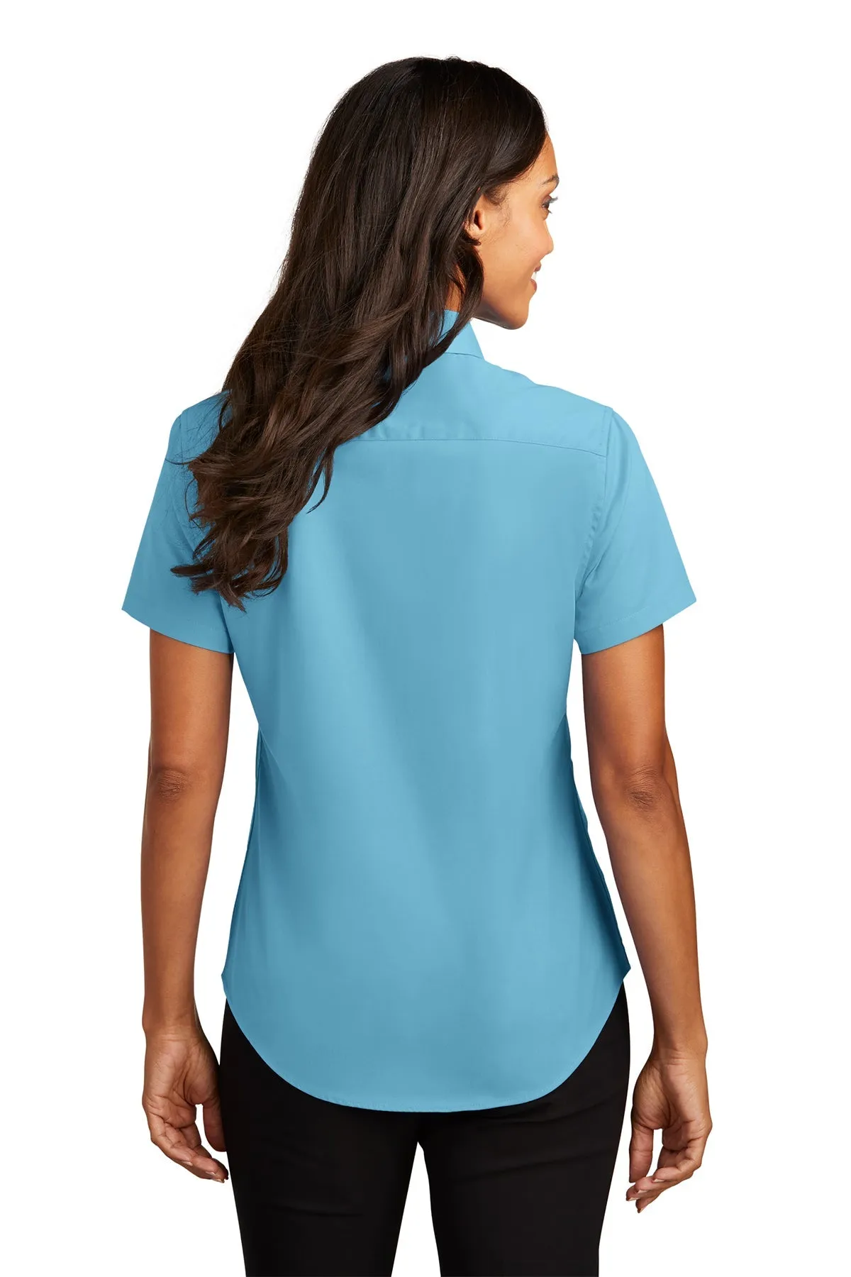 Port Authority Ladies Short Sleeve Easy Care Branded Shirts, Maui Blue