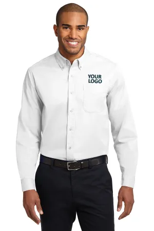 Port Authority Tall Custom Easy Care Shirts, White/ Light Stone