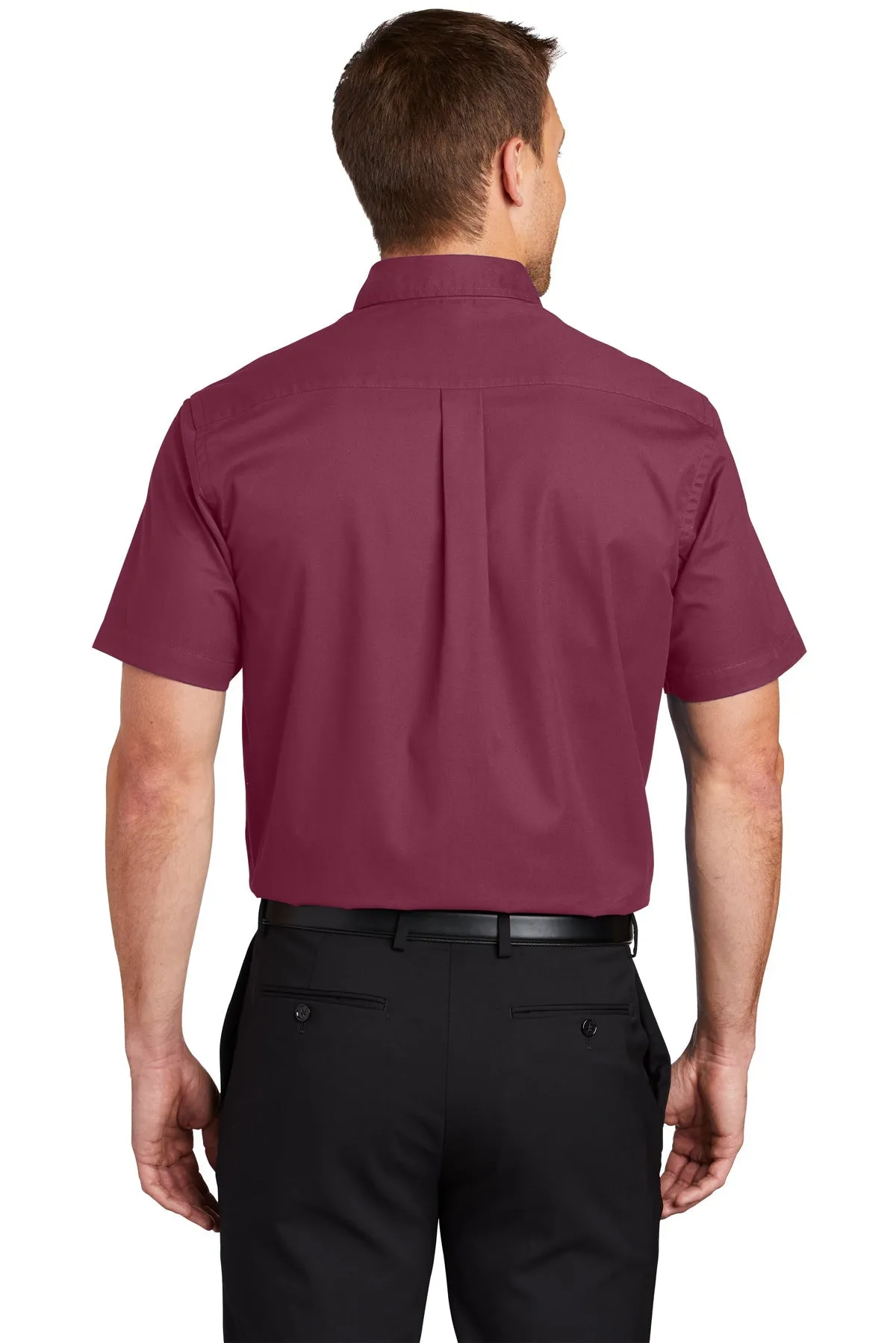 Port Authority Tall Short Sleeve Custom Easy Care Shirts, Burgundy/ Light Stone