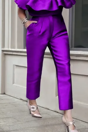 Purple Ankle Length Pencil Pants