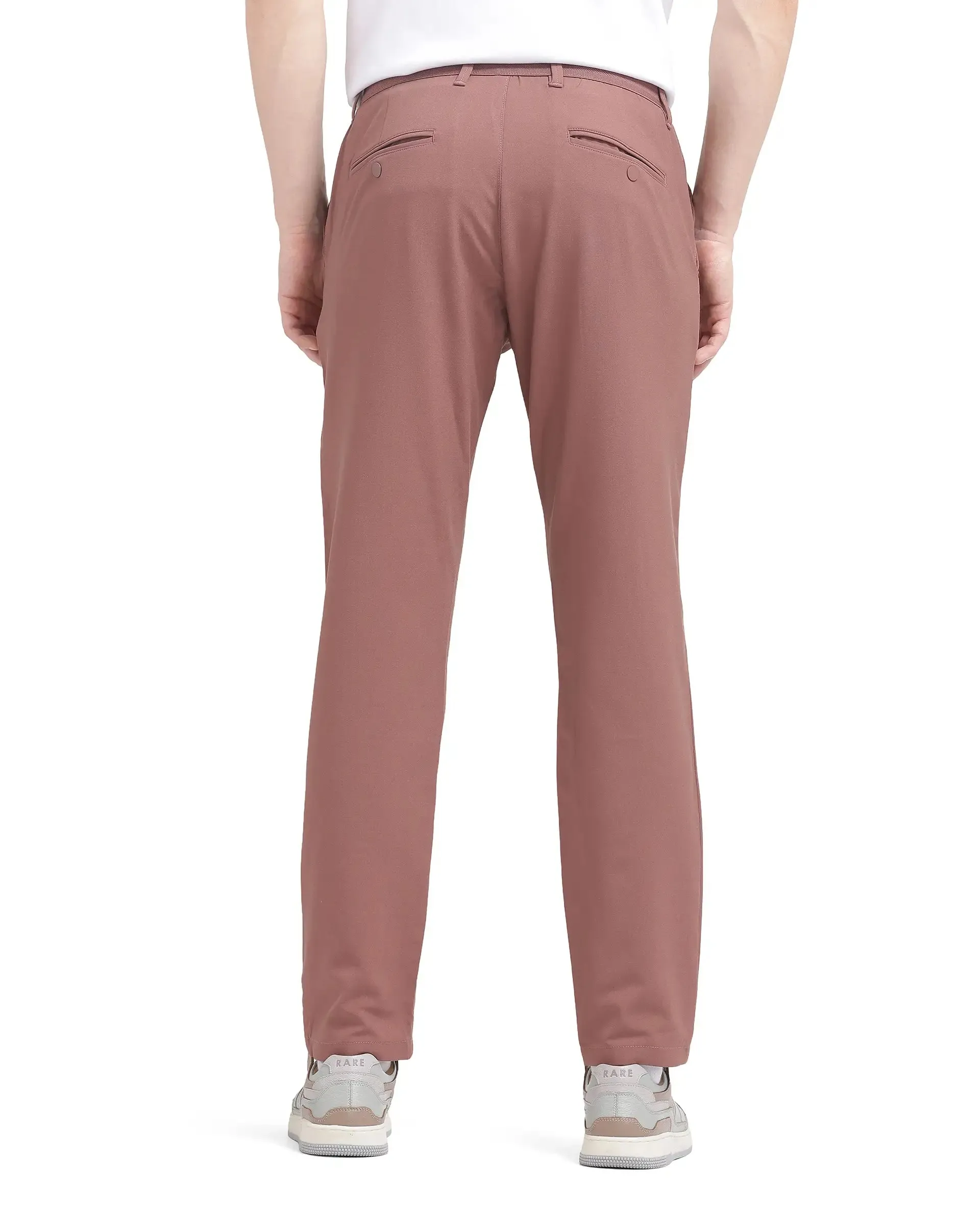 Rare Rabbit Men Driver-2 Dusky Rust Cotton Elastane Fabric Button Closure Plain Trouser