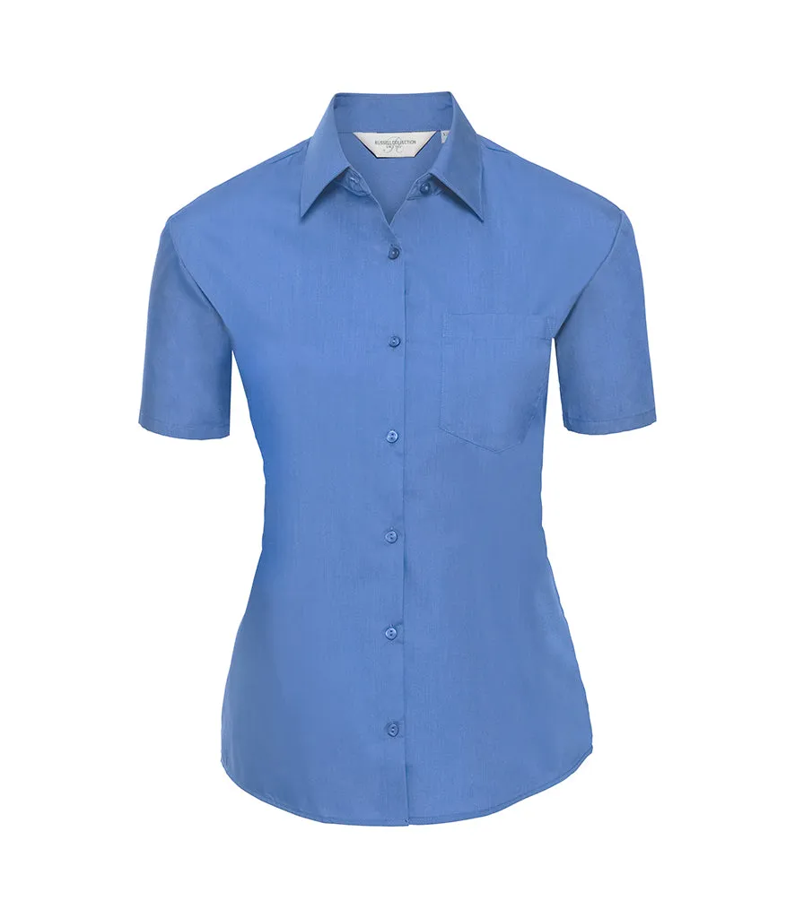 Russell Collection Ladies Short Sleeve Easy Care Poplin Shirt