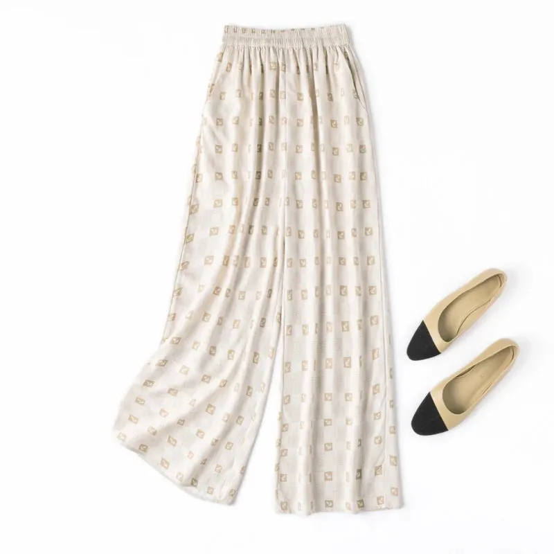 Silk Ankle-Length Wide Leg Pants