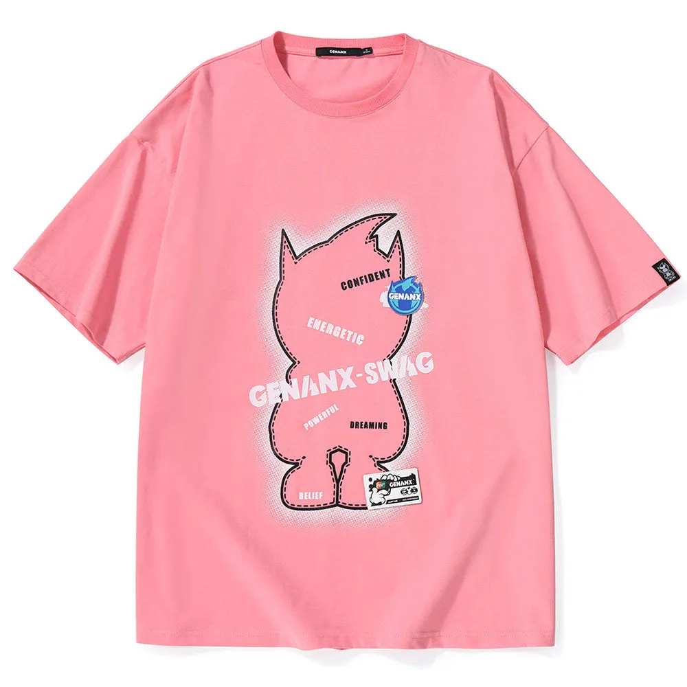 Simple Solid Cartoon Graffiti Label T-Shirt