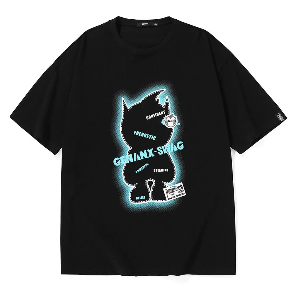 Simple Solid Cartoon Graffiti Label T-Shirt