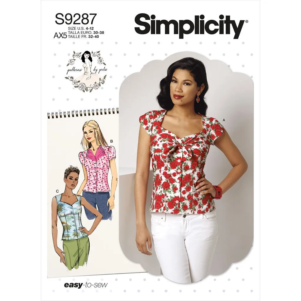 Simplicity Sewing Pattern S9287 Misses' Sweetheart-Neckline Blouses