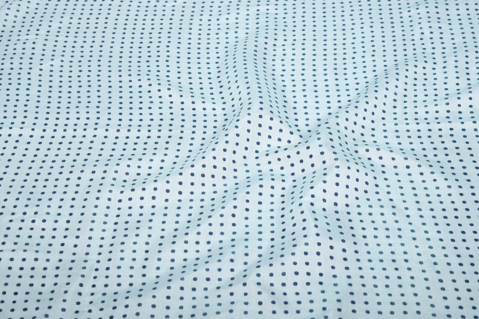 Sky Blue Polka Dots Printed Modal Silk Cotton Fabric