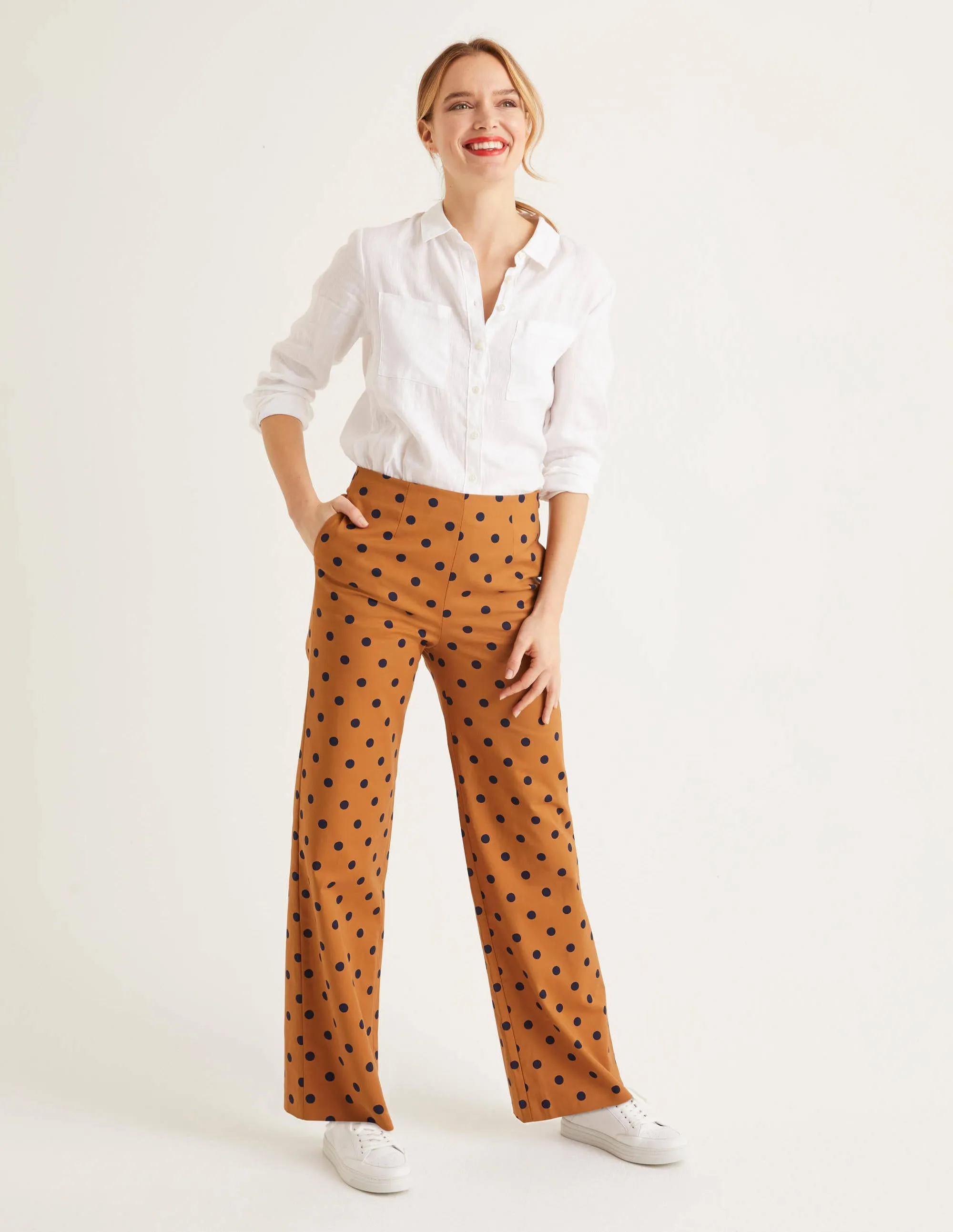 Sloane Wide Leg Trousers-Gingerbread Spot