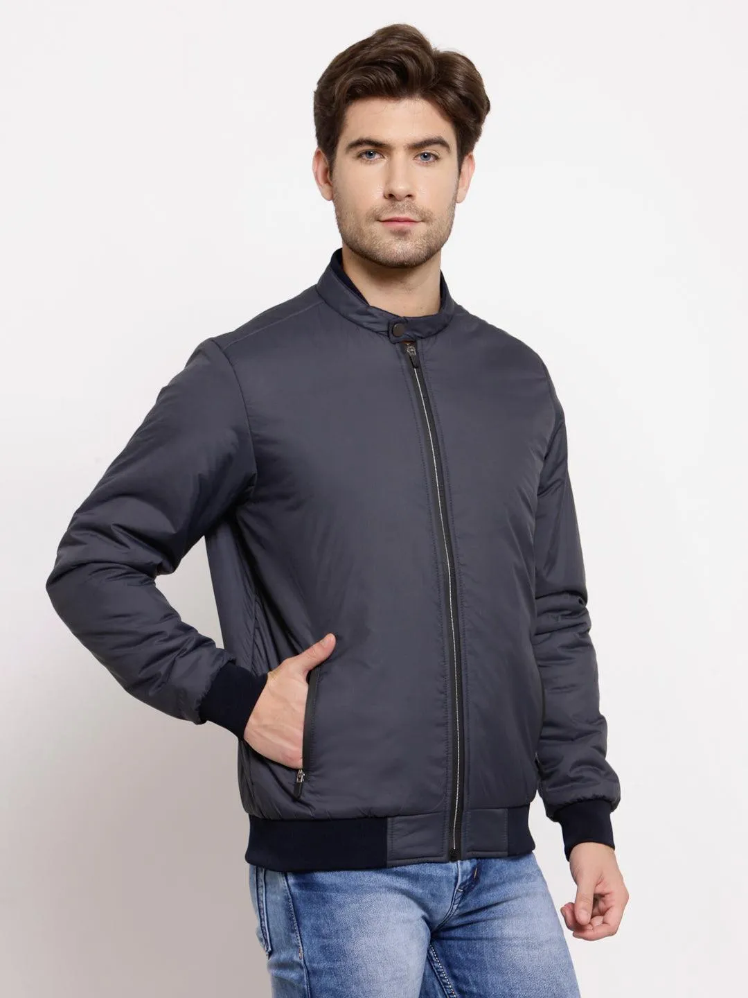 Style Quotient Mens Solid Bomber Jackets