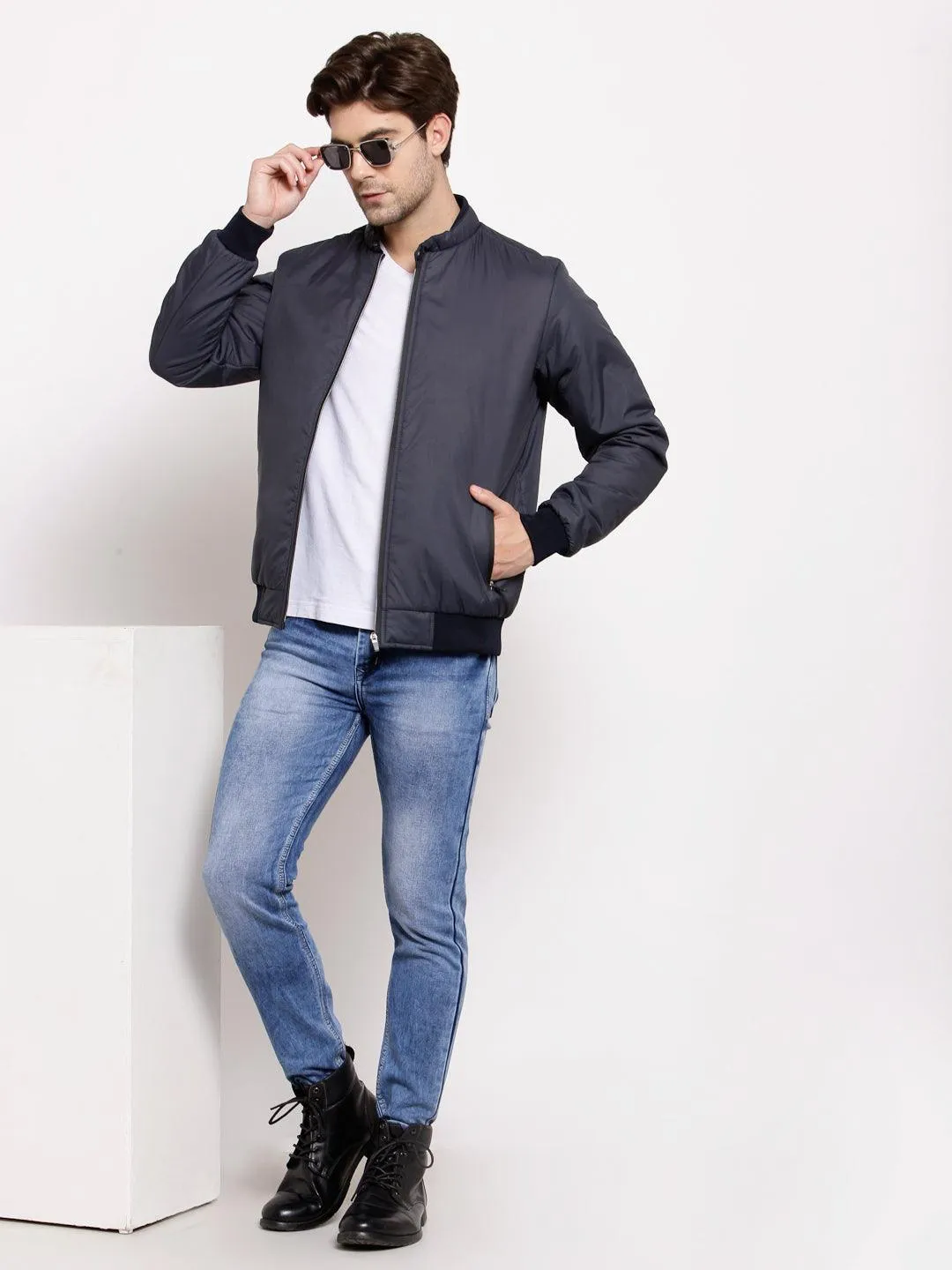 Style Quotient Mens Solid Bomber Jackets