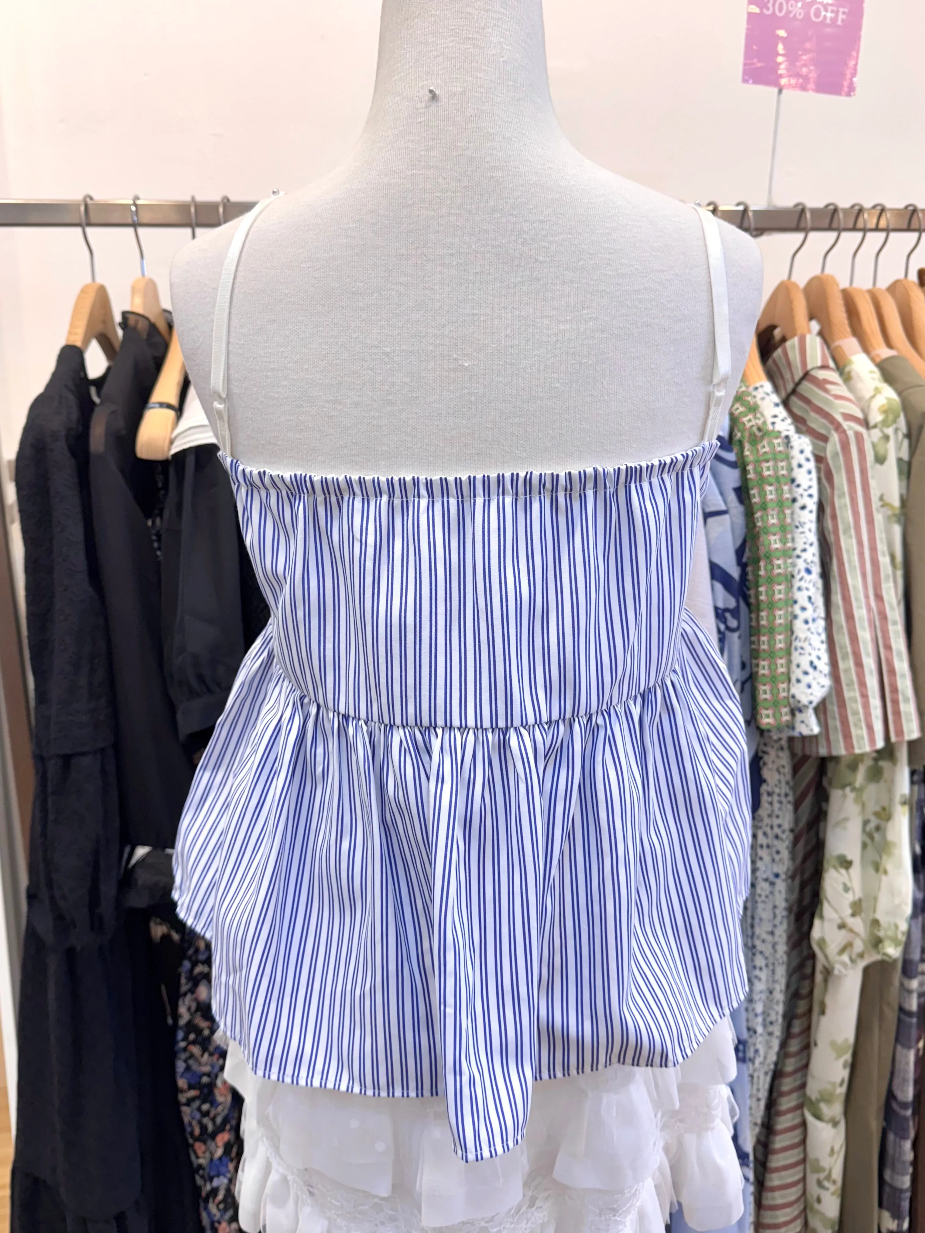 Summer Blue & White Striped Camisole