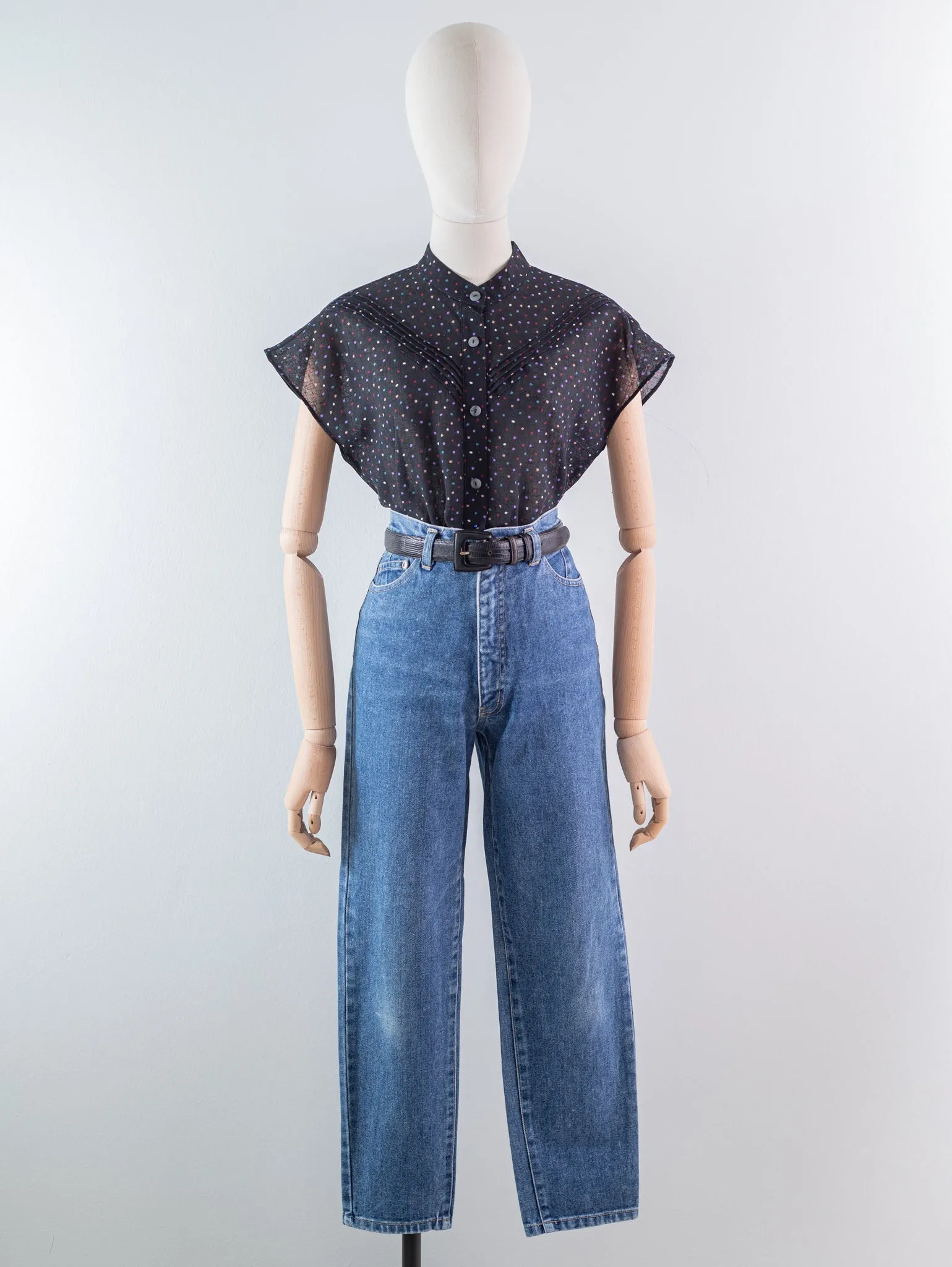 Vintage Denim Blue High Waist Jeans