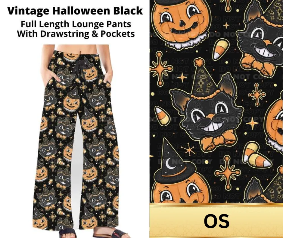 Vintage Halloween Black Full Length Lounge Pants