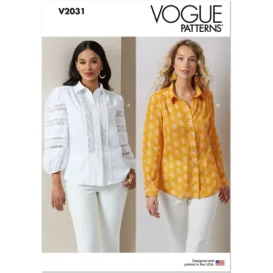 Vogue Pattern V2031 Misses' Blouses