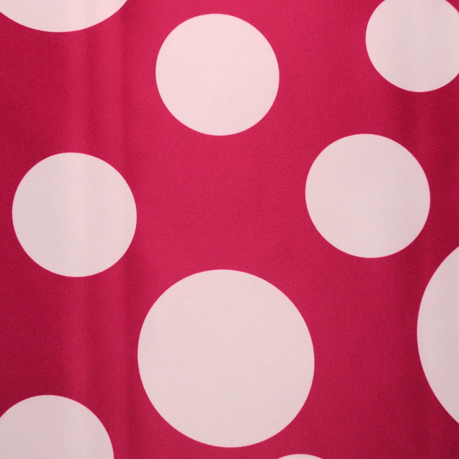 White Circles on Pink Printed Polyester Mikado Fabric