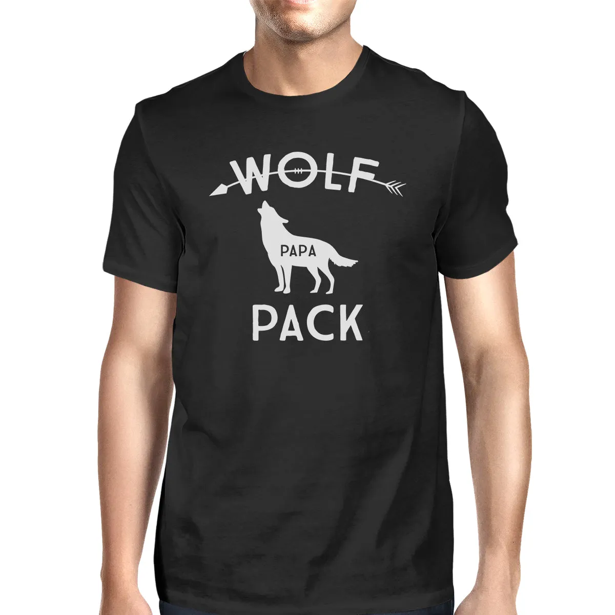 Wolf Papa Mens Black T-Shirt Unique First Fathers Day Gifts For Him