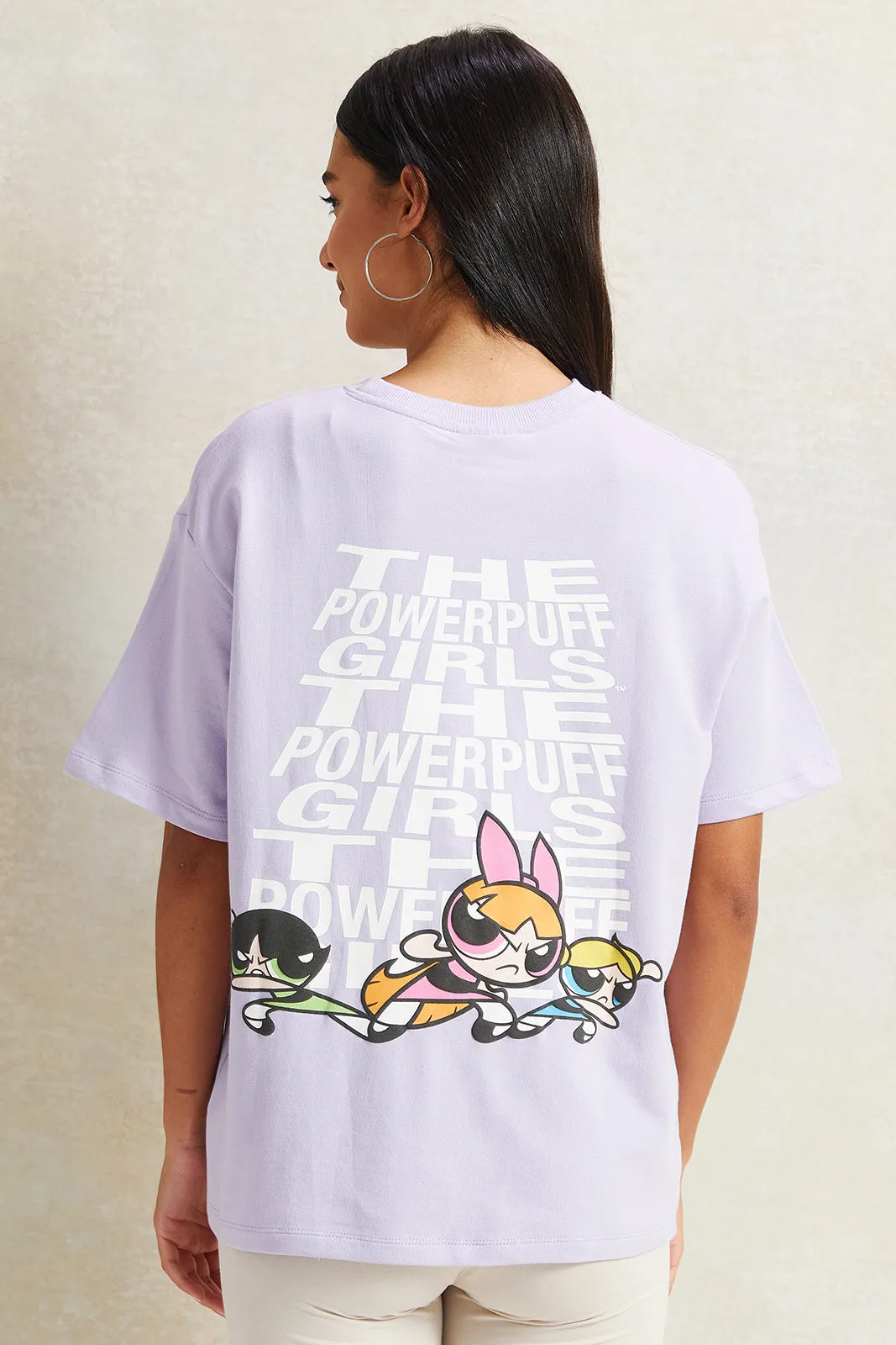 Women Lilac Power Puff Printed T-Shirt