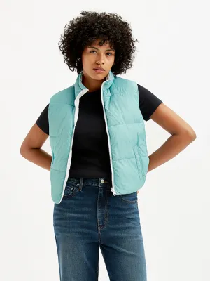 Women's Quilted Light-Blue High Neck Puffer Jacket