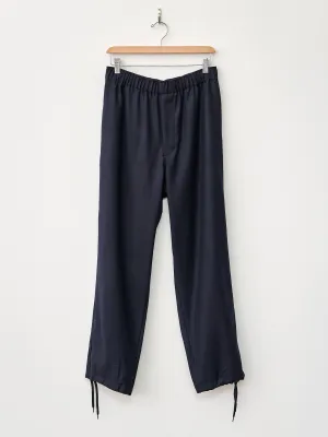 Wool Flannel Easy Trousers - Navy