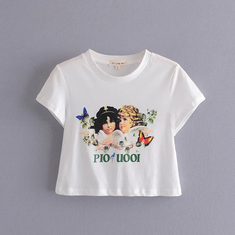 xakxx Spring Summer Girls Cotton Cute T-Shirt Cartoon Casual O-Neck Simple Tees Tops New Arrivals